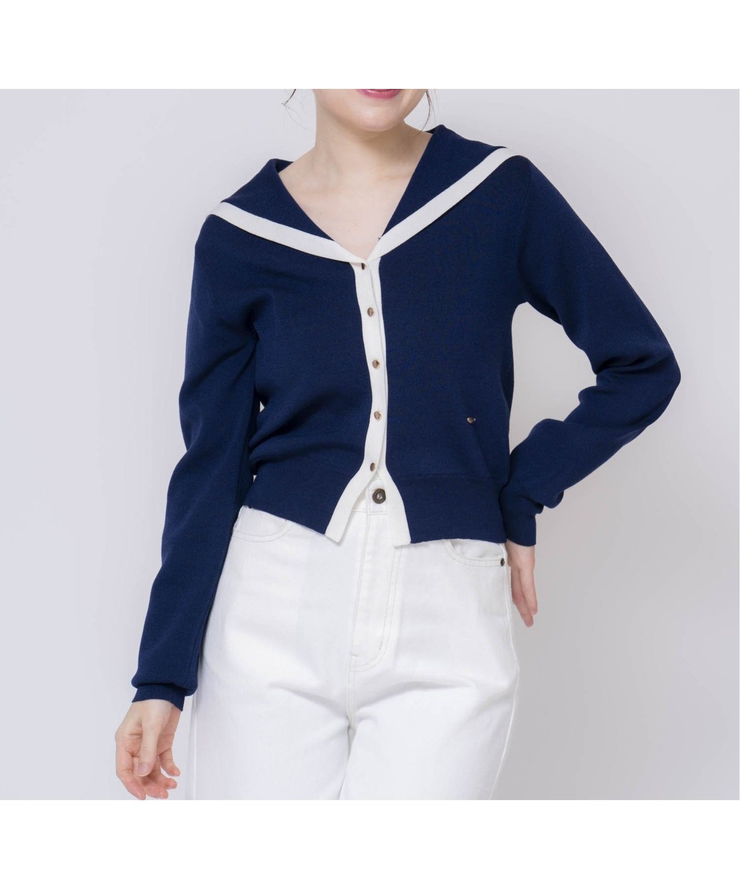 【ノエラ/Noela】のセーラーカラーマリンニット インテリア・キッズ・メンズ・レディースファッション・服の通販 founy(ファニー) 　ファッション　Fashion　レディースファッション　WOMEN　トップス・カットソー　Tops/Tshirt　ニット　Knit Tops　デニム　Denim　トレンド　Trend　プレート　Plate　ポケット　Pocket　ネイビー|ID: prp329100004528465 ipo3291000000032385550