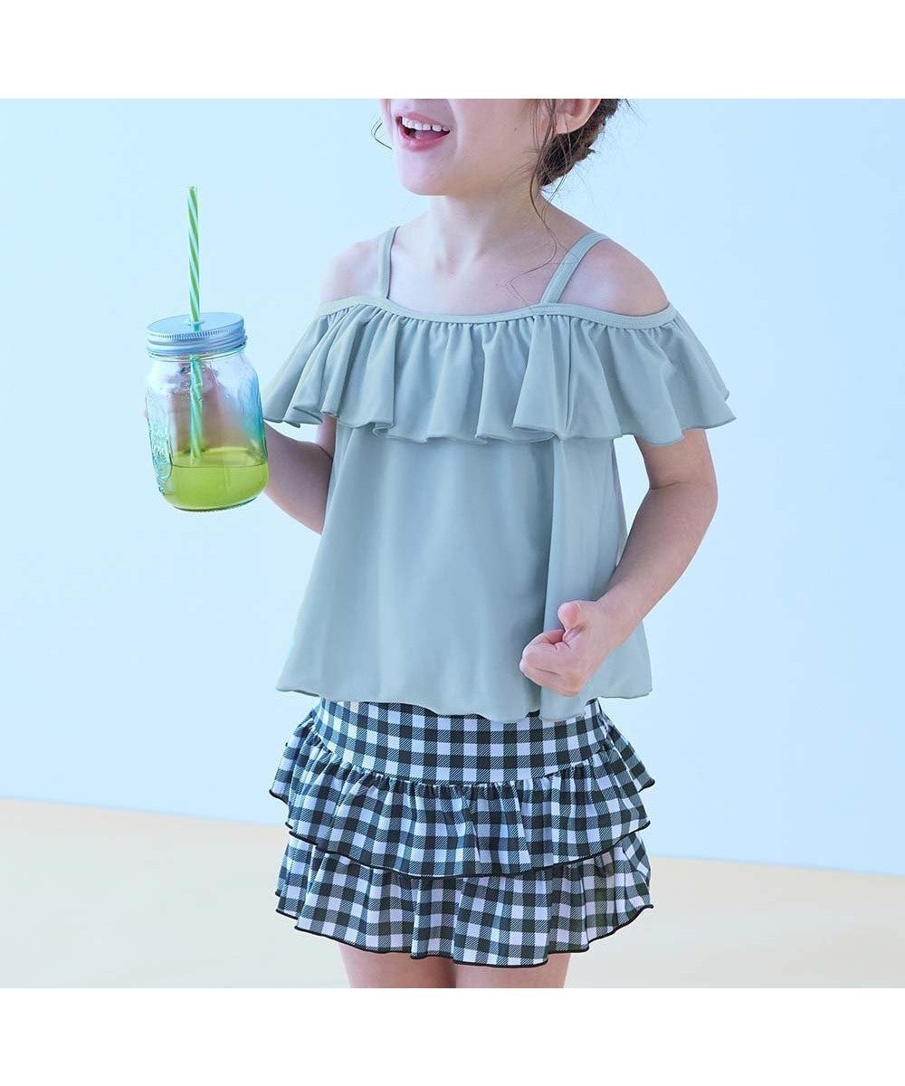 【デビロック/devirock / KIDS】のUVカット 3WAYで着られる オフショルセットアップ水着 インテリア・キッズ・メンズ・レディースファッション・服の通販 founy(ファニー) 　ファッション　Fashion　キッズファッション　Fashion for Kids　ストレッチ　Stretch, Stretchy Fabric　フィット　Fit, Slim Fit　フリル　Frill, Ruffle　プリント　Print, Printed Pattern　水着　Swimsuit, Swimwear　サックスブルー|ID: prp329100004528469 ipo3291000000032216331