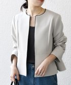 【シップス フォー ウィメン/SHIPS】のSHIPS any 洗濯機可能 ダブルクロス ペプラム ノーカラー ジャケット NAVY BLUE ベージュ|ID: prp329100004528474 ipo3291000000032647150