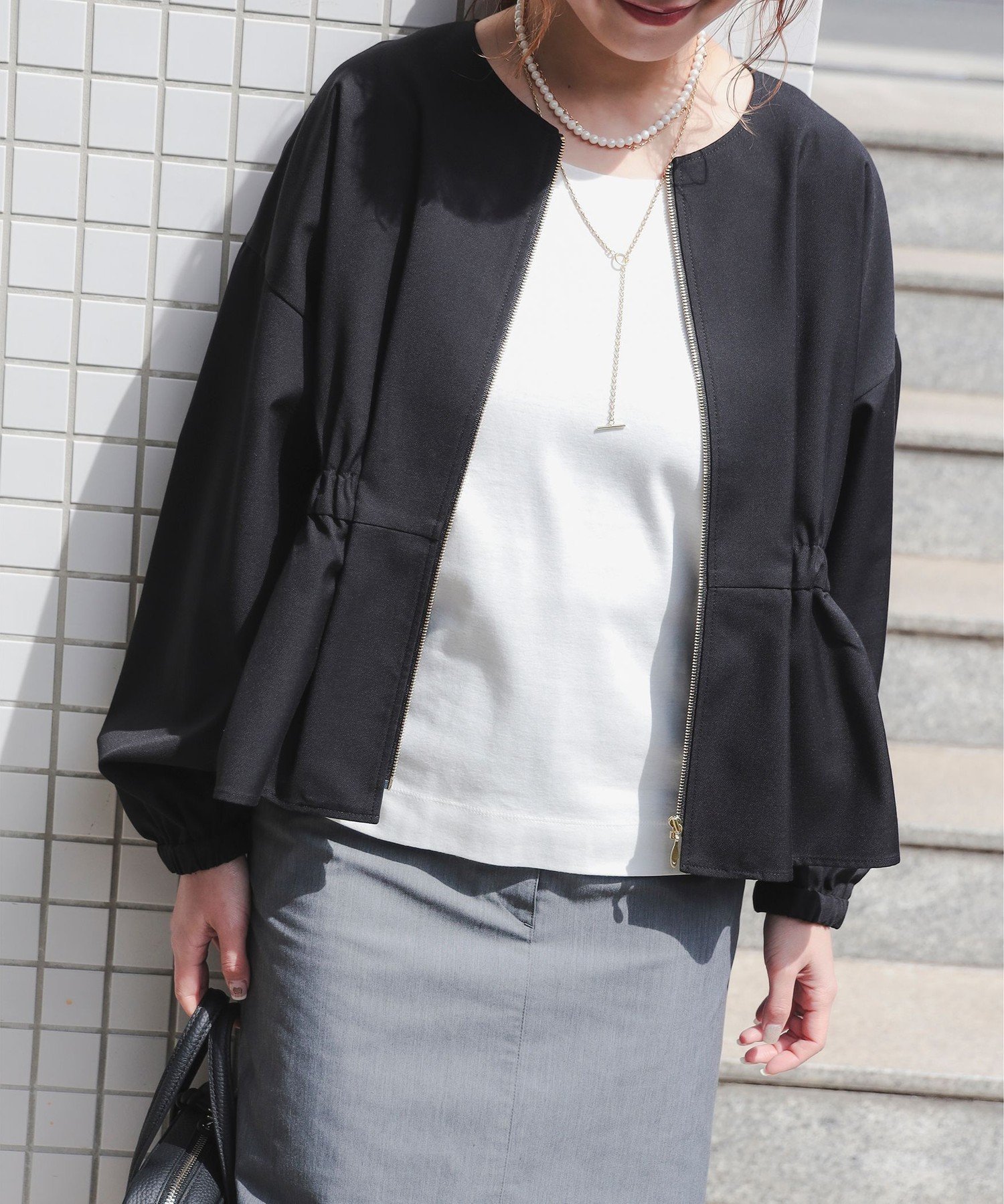 【ビーミングライフストアバイビームス/B:MING LIFE STORE by BEAMS】の【3/27新規値下げ】ウエスト ギャザー ブルゾン(S~M) 25SS 春アウター きれいめ 定番 軽い ライトアウター オフィスカジュアル 新生活 インテリア・キッズ・メンズ・レディースファッション・服の通販 founy(ファニー) 　ファッション　Fashion　レディースファッション　WOMEN　アウター　Coat Outerwear　ブルゾン　Blouson/Jackets　2025年　2025　2025春夏・S/S　Ss,Spring/Summer,2025　ギャザー　Gather　フィット　Fit　ブルゾン　Blouson　ペプラム　Peplum　エレガント 上品　Elegant　定番　Standard　春　Spring　BLACK|ID: prp329100004528484 ipo3291000000032020867