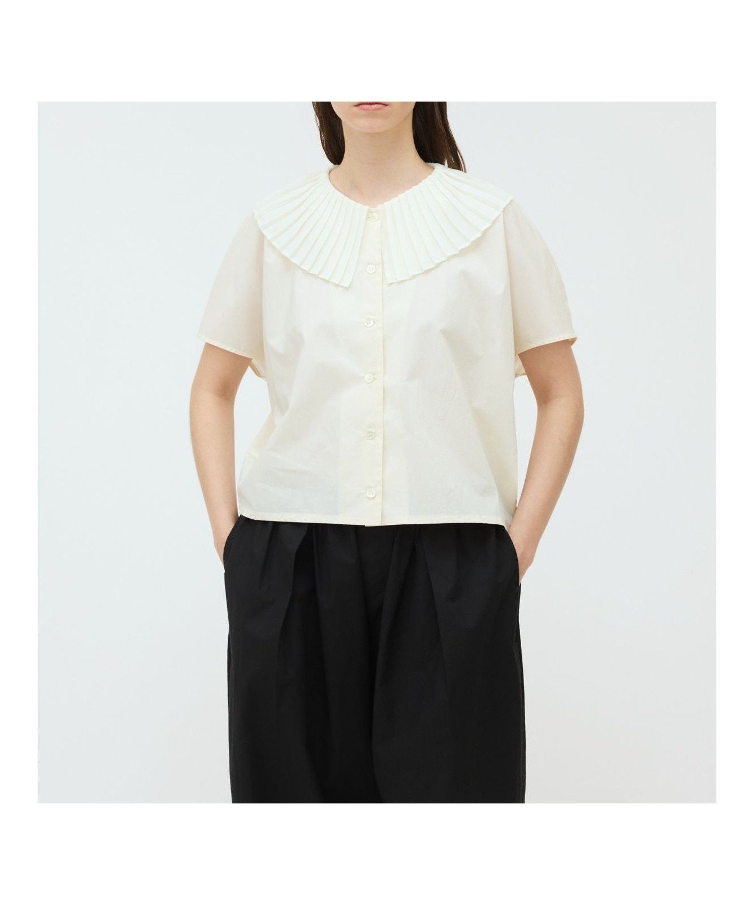 【マーコート/MARcourt】のmizuiro ind プリーツカラーシャツ インテリア・キッズ・メンズ・レディースファッション・服の通販 founy(ファニー) 　ファッション　Fashion　レディースファッション　Ladies' Fashion Online　トップス・カットソー　Tops/Tshirt　シャツ/ブラウス　Shirts/Blouses　コクーン　Cocoon　シンプル　Simple　ジョーゼット　Georgette　プリーツ　Pleats　ベーシック　Basic　夏　Summer　定番　Standard　アイボリー|ID: prp329100004528485 ipo3291000000032590489