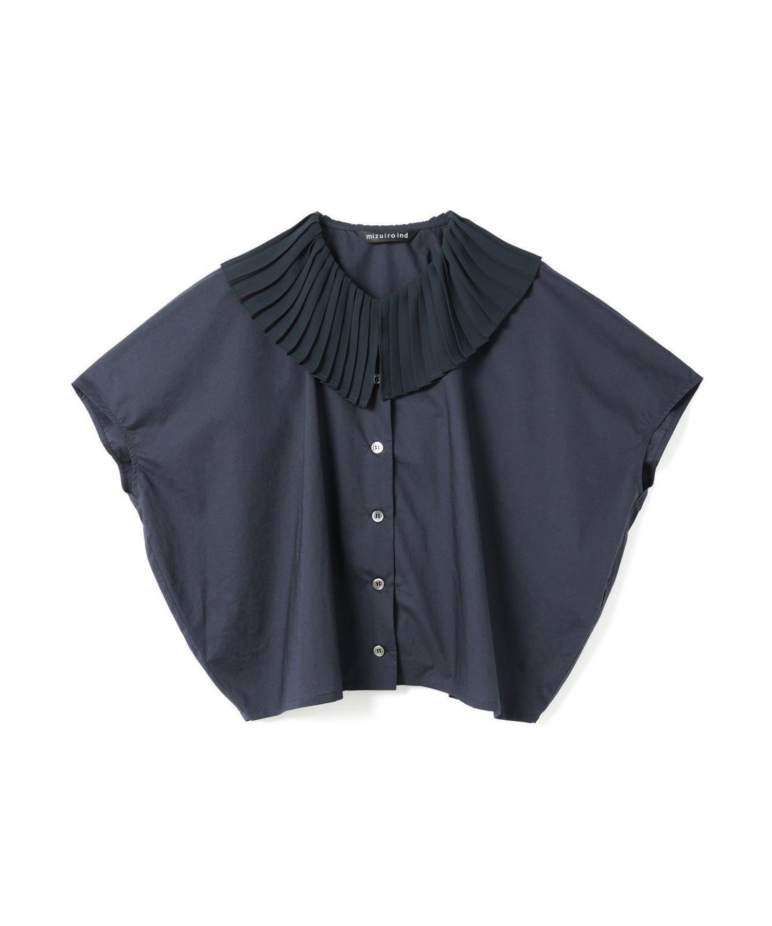 【マーコート/MARcourt】のmizuiro ind プリーツカラーシャツ インテリア・キッズ・メンズ・レディースファッション・服の通販 founy(ファニー) 　ファッション　Fashion　レディースファッション　Ladies' Fashion Online　トップス・カットソー　Tops/Tshirt　シャツ/ブラウス　Shirts/Blouses　コクーン　Cocoon　シンプル　Simple　ジョーゼット　Georgette　プリーツ　Pleats　ベーシック　Basic　夏　Summer　定番　Standard　ネイビー|ID: prp329100004528485 ipo3291000000032590490