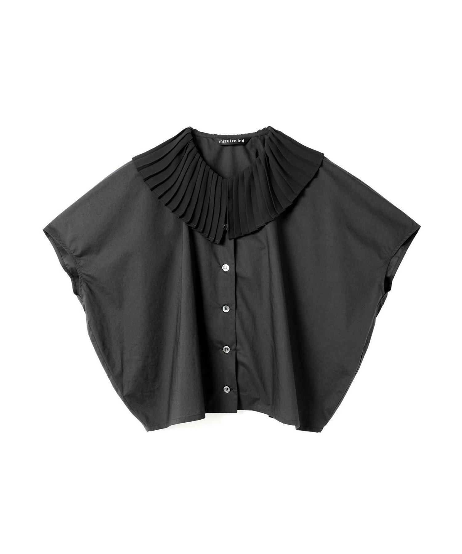 【マーコート/MARcourt】のmizuiro ind プリーツカラーシャツ インテリア・キッズ・メンズ・レディースファッション・服の通販 founy(ファニー) 　ファッション　Fashion　レディースファッション　Ladies' Fashion Online　トップス・カットソー　Tops/Tshirt　シャツ/ブラウス　Shirts/Blouses　コクーン　Cocoon　シンプル　Simple　ジョーゼット　Georgette　プリーツ　Pleats　ベーシック　Basic　夏　Summer　定番　Standard　ブラック|ID: prp329100004528485 ipo3291000000032590494