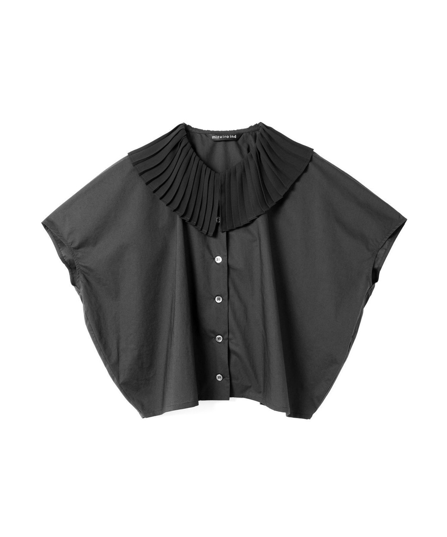 【マーコート/MARcourt】のmizuiro ind プリーツカラーシャツ インテリア・キッズ・メンズ・レディースファッション・服の通販 founy(ファニー) 　ファッション　Fashion　レディースファッション　Ladies' Fashion Online　トップス・カットソー　Tops/Tshirt　シャツ/ブラウス　Shirts/Blouses　コクーン　Cocoon　シンプル　Simple　ジョーゼット　Georgette　プリーツ　Pleats　ベーシック　Basic　夏　Summer　定番　Standard　ブラックA|ID: prp329100004528485 ipo3291000000032590496