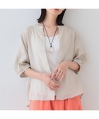 【インディヴィ/INDIVI】の【毎年人気!/フレンチリネン】5分袖バンドカラーブラウス グレージュ|ID: prp329100004528508 ipo3291000000032020964