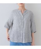 【インディヴィ/INDIVI】の【毎年人気!/フレンチリネン】5分袖バンドカラーブラウス ブラック|ID: prp329100004528508 ipo3291000000032020969