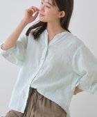 【インディヴィ/INDIVI】の【毎年人気!/フレンチリネン】5分袖バンドカラーブラウス 人気、トレンドファッション・服の通販 founy(ファニー) ファッション Fashion レディースファッション Fashion for Women トップス・カットソー Cut & Sew Tops シャツ・ブラウス・オフィスカジュアル Elegant Blouses & Button-Ups ストライプ Stripe, Striped Pattern デニム Denim, Jeans Material 人気 Popular, Best Seller フォルム Silhouette, Form フレンチ French, French Style ブライト Bright, Shiny ベーシック Basic, Essential ボトム Bottoms, Lower Wear 羽織 Haori, Light Jacket リネン Linen, Linen Fabric 夏 Summer thumbnail ミントグリーン|ID: prp329100004528508 ipo3291000000033613806