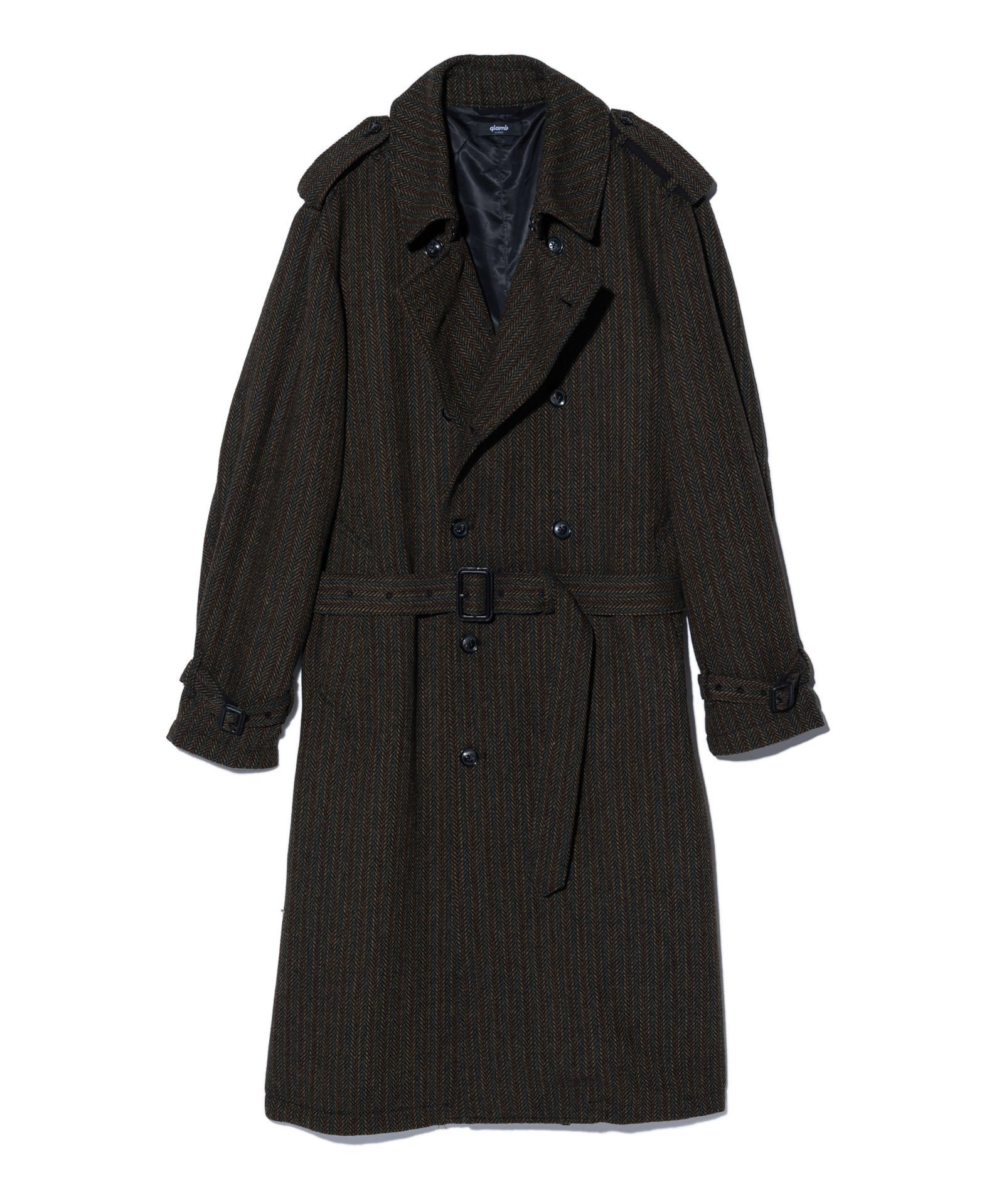 【グラム/glamb】のBig Trench Coat インテリア・キッズ・メンズ・レディースファッション・服の通販 founy(ファニー) 　ファッション　Fashion　レディースファッション　WOMEN　アウター　Coat Outerwear　コート　Coats　トレンチコート　Trench Coats　アンティーク　Antique　クラシカル　Classical　スタンド　Stand　ヘリンボーン　Herringbone　ラップ　Wrap　ロング　Long　エレガント 上品　Elegant　Brown|ID: prp329100004528527 ipo3291000000032021049