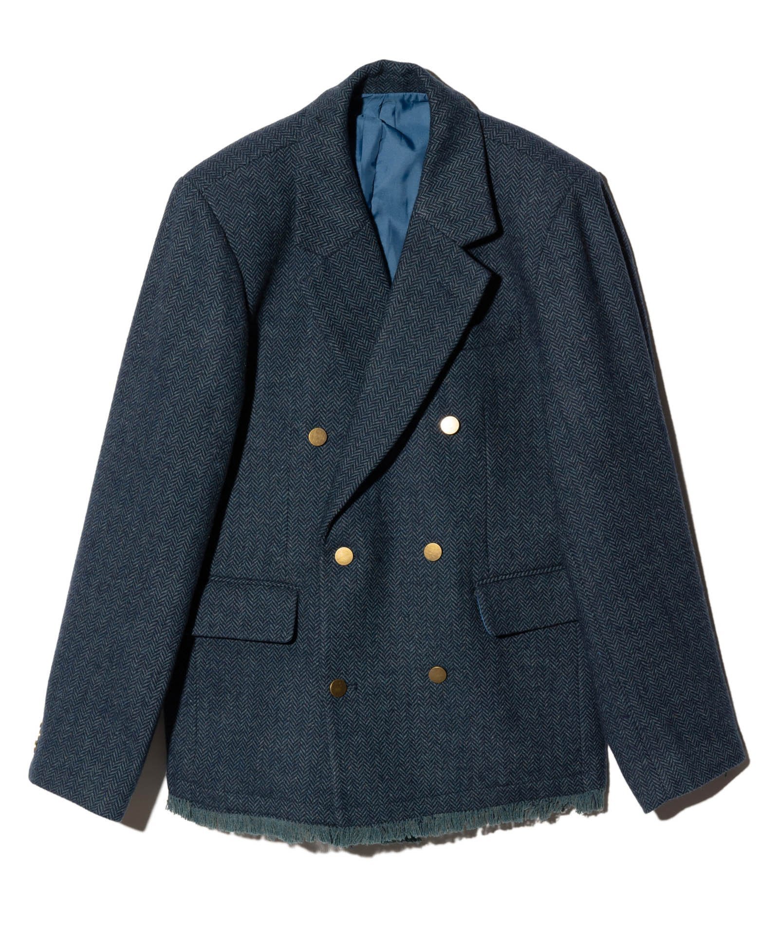 【グラム/glamb】のDamage Tailored Jacket インテリア・キッズ・メンズ・レディースファッション・服の通販 founy(ファニー) 　ファッション　Fashion　レディースファッション　WOMEN　アウター　Coat Outerwear　ジャケット　Jackets　ジャケット　Jacket　ダブル　Double　ダメージ　Damage　ツイード　Tweed　メタル　Metal　Navy|ID: prp329100004528541 ipo3291000000032021100