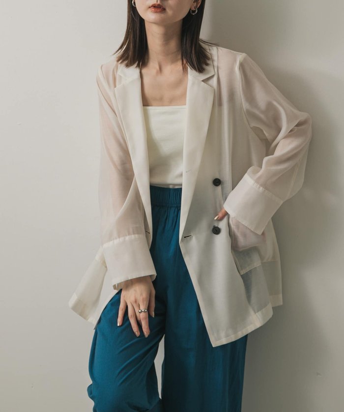 【センスオブプレイス/SENSE OF PLACE by URBAN RESEARCH】のシアーテーラードジャケット インテリア・キッズ・メンズ・レディースファッション・服の通販 founy(ファニー) https://founy.com/ ファッション Fashion レディースファッション Fashion for Women アウター Coat / Outerwear Collection レディースジャケット・軽アウター Jackets テーラードジャケット / 通勤・きれいめスタイル Tailored Jackets & Blazers 2025年 2025 2025春夏・S/S Spring/Summer 2025 SS25 今季 This Season, Current Season 夏 Summer 春 Spring S/S・春夏 SS, Spring/Summer, Warm Season |ID: prp329100004528551 ipo3291000000032647685