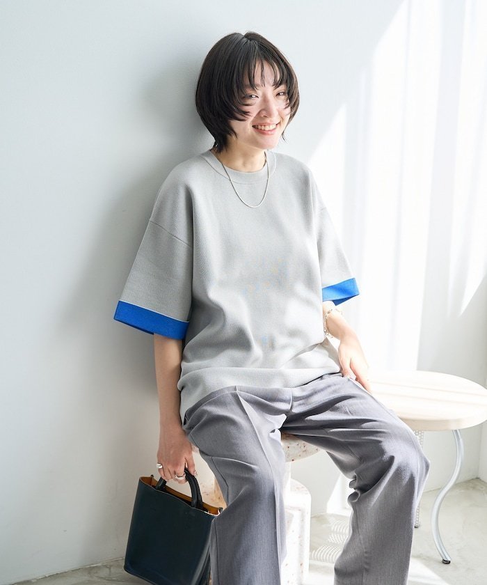 【フリークスストア/FREAK'S STORE】の接触冷感 ニット 裏配色 半袖 プルオーバー【限定展開】 25SS インテリア・キッズ・メンズ・レディースファッション・服の通販 founy(ファニー) 　ファッション　Fashion　レディースファッション　Fashion for Women　トップス・カットソー　Cut & Sew Tops　ニット　Knit Tops & Sweaters　カジュアルプルオーバー・ニットトップス　Pullovers & Knit Tops / Casual Pullovers　2025年　2025　2025春夏・S/S　Spring/Summer 2025 SS25　ビッグ　Big, Oversized　半袖　Short Sleeve, Half Sleeve　夏　Summer　春　Spring　S/S・春夏　SS, Spring/Summer, Warm Season　グレー|ID: prp329100004528569 ipo3291000000032575790