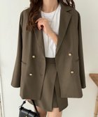 【ジュノア/JUNOAH】の金釦テーラードジャケット+ミニスカート ダークベージュ|ID: prp329100004528576 ipo3291000000032683275