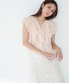 【ナチュラル ビューティー ベーシック/NATURAL BEAUTY BASIC】のシアーラッフルフリルブラウス ピーチベージュ|ID:prp329100004528598
