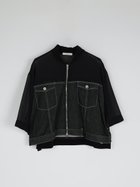 【ラシュッド/LASUD】のデニム×シアーダブルジップブルゾン ブラック|ID: prp329100004528601 ipo3291000000032021386