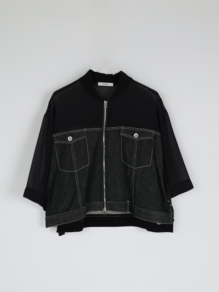 【ラシュッド/LASUD】のデニム×シアーダブルジップブルゾン インテリア・キッズ・メンズ・レディースファッション・服の通販 founy(ファニー) 　ファッション　Fashion　レディースファッション　WOMEN　アウター　Coat Outerwear　ブルゾン　Blouson/Jackets　おすすめ　Recommend　インナー　Inner　シアー　Sheer　ジップ　Zip　デニム　Denim　ブルゾン　Blouson　エレガント 上品　Elegant　ブラック|ID: prp329100004528601 ipo3291000000032021386