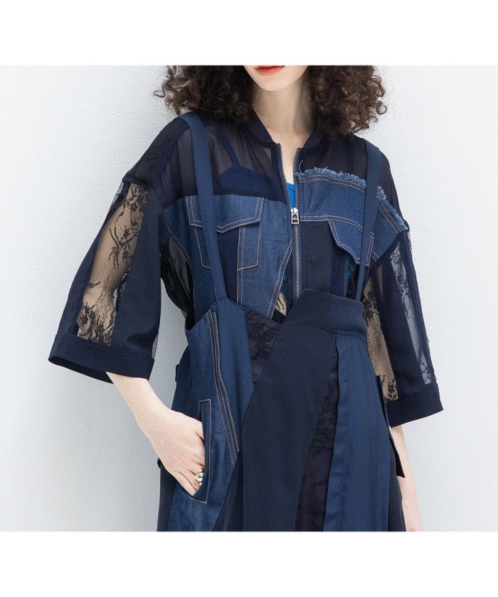 【アウラアイラ/AULA AILA】のLACE MIX BLOUSON インテリア・キッズ・メンズ・レディースファッション・服の通販 founy(ファニー) https://founy.com/ ファッション Fashion レディースファッション WOMEN アウター Coat Outerwear ブルゾン Blouson/Jackets 夏 Summer |ID: prp329100004528606 ipo3291000000032021403