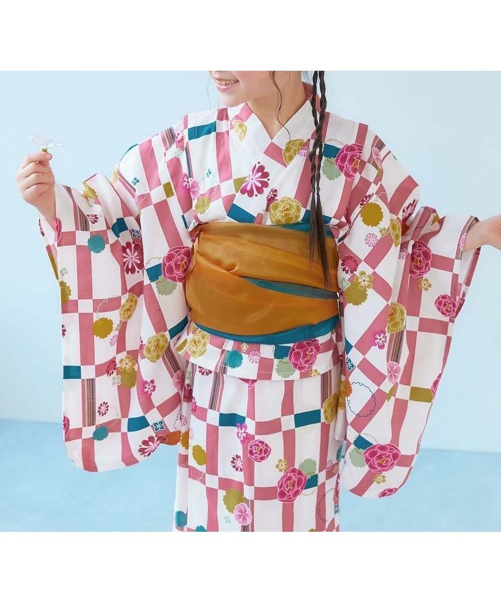 【デビロック/devirock / KIDS】のワンピースにもなる セパレート浴衣 帯2本セット 浴衣 25SS インテリア・キッズ・メンズ・レディースファッション・服の通販 founy(ファニー) 　ファッション　Fashion　キッズファッション　KIDS　ワンピース　Dress/Kids　セパレート　Separate　ブロード　Broad　おすすめ　Recommend　夏　Summer　2025年　2025　2025春夏・S/S　Ss,Spring/Summer,2025　007-格子花-ピンク|ID: prp329100004528625 ipo3291000000032079853