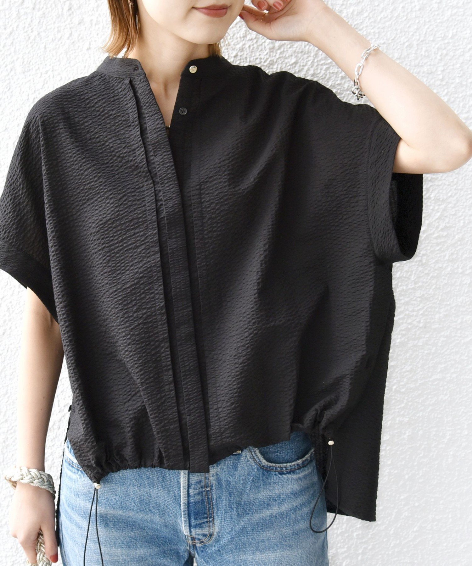 【シップス フォー ウィメン/SHIPS】の手洗い可能 サッカー 裾 ドロスト ドルマン ブラウス 人気、トレンドファッション・服の通販 founy(ファニー) 　ファッション　Fashion　レディースファッション　Fashion for Women　トップス・カットソー　Cut & Sew Tops　シャツ・ブラウス・オフィスカジュアル　Elegant Blouses & Button-Ups　2025年　2025　2025春夏・S/S　Spring/Summer 2025 SS25　サッカー　Seersucker, Summer Fabric　シンプル　Simple, Minimal　デニム　Denim, Jeans Material　ボトム　Bottoms, Lower Wear　メタル　Metal, Metal Parts　ワイド　Wide, Wide Fit　夏　Summer　 other-1|ID: prp329100004528634 ipo3291000000033558912