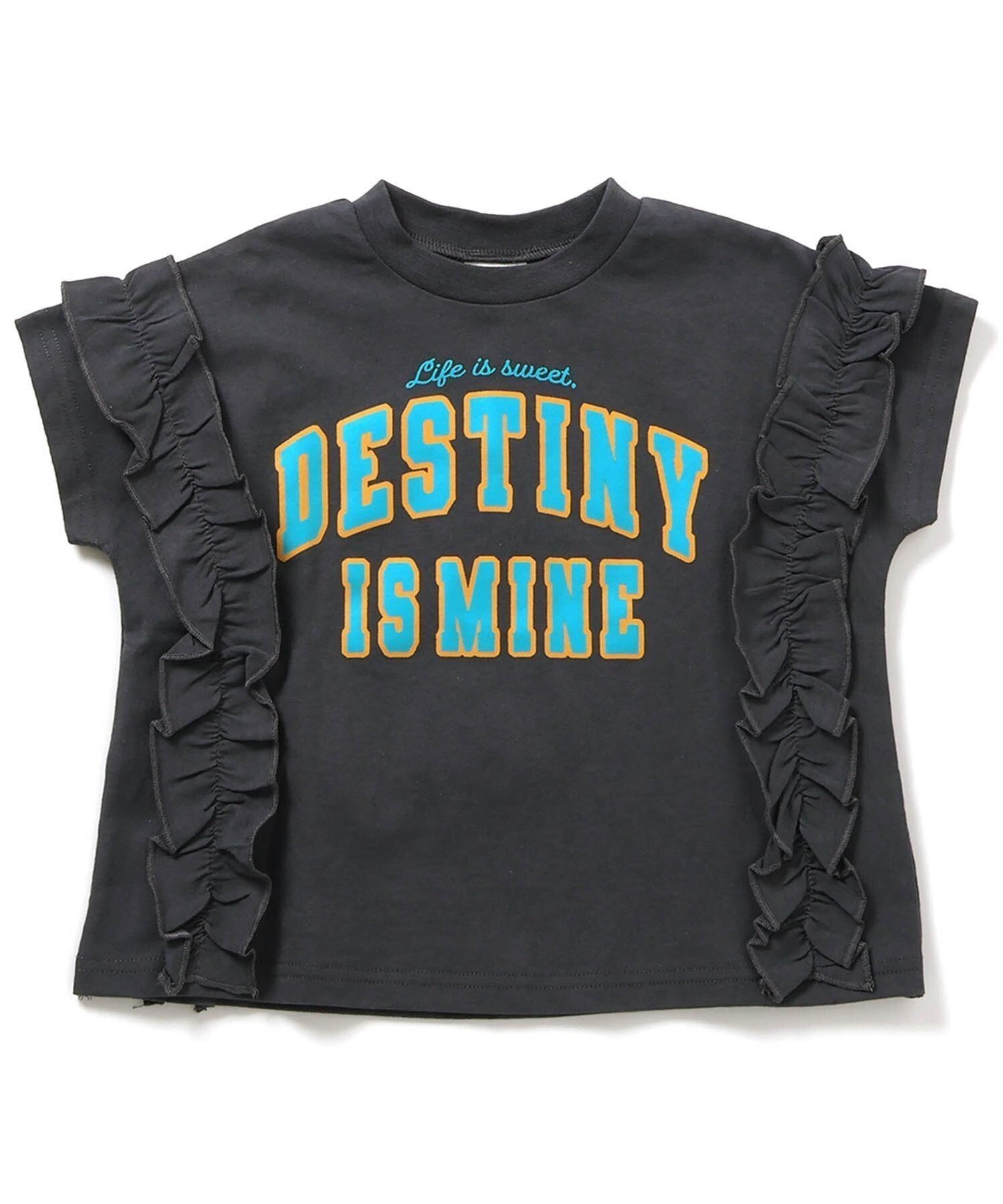 【その他のブランド/Other】のWEB限定 フリルカレッジTシャツ インテリア・キッズ・メンズ・レディースファッション・服の通販 founy(ファニー) 　ファッション　Fashion　キッズファッション　KIDS　フリル　Frills　半袖　Short Sleeve　ブラック|ID: prp329100004528645 ipo3291000000032079787