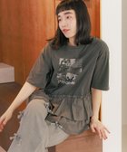 【ニコアンド/niko and】の布帛コンビフリルロックTシャツ チャコール18|ID: prp329100004528656 ipo3291000000032021657