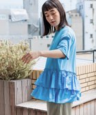 【ニコアンド/niko and】の布帛コンビフリルロックTシャツ ブルー80|ID: prp329100004528656 ipo3291000000032021661