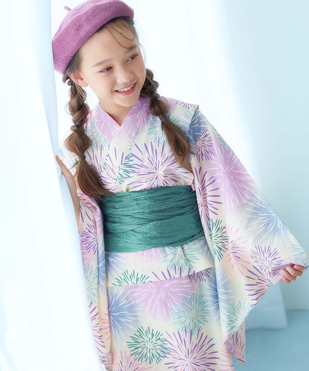 【デビロック/devirock / KIDS】の着付けかんたん 兵児帯付き浴衣 浴衣 25SS インテリア・キッズ・メンズ・レディースファッション・服の通販 founy(ファニー) 　ファッション　Fashion　キッズファッション　Fashion for Kids　セパレート　Separate, Two-Piece　ブロード　Broadcloth, Fine Cotton　2025年　2025　2025春夏・S/S　Spring/Summer 2025 SS25　019-花火-オフホワイト|ID: prp329100004528675 ipo3291000000033405246