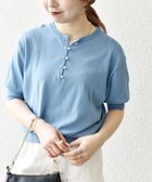 【シップス フォー ウィメン/SHIPS】の《追加 》SHIPS any 接触冷感/手洗い可能 ビジュー ヘンリーネック ニット プルオーバー ライトブルー|ID:prp329100004528679