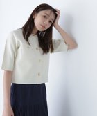 【ナチュラル ビューティー ベーシック/NATURAL BEAUTY BASIC】のエンブレムボタンニットジャケット半袖 オフホワイト1|ID: prp329100004528682 ipo3291000000032723154