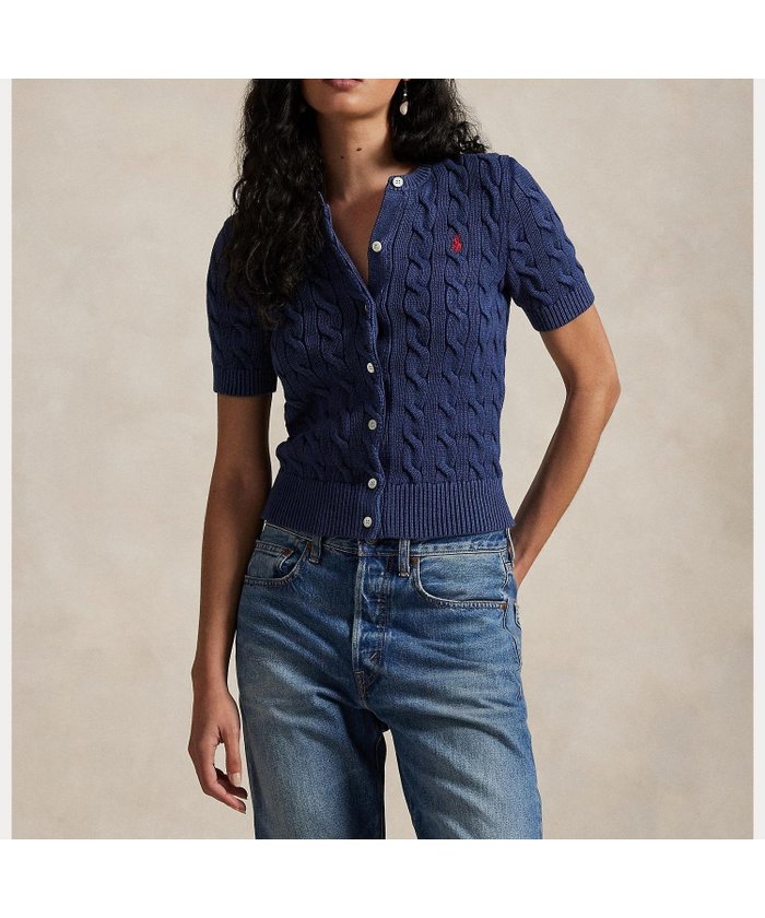 【ラルフローレン/RALPH LAUREN】のケーブルニット コットン ショートスリーブ カーディガン インテリア・キッズ・メンズ・レディースファッション・服の通販 founy(ファニー) https://founy.com/ ファッション Fashion レディースファッション Fashion for Women トップス・カットソー Cut & Sew Tops ニット Knit Tops & Sweaters カーディガン・羽織り Layered Style Cardigans カフス Cuff Design カーディガン Cardigan, Knitwear ショート Short, Short Length スリム Slim, Slim Fit スリーブ Sleeve, Long Sleeve / Short Sleeve フィット Fit, Slim Fit 半袖 Short Sleeve, Half Sleeve リブニット Rib Knit, Ribbed Knit |ID: prp329100004528688 ipo3291000000032744496