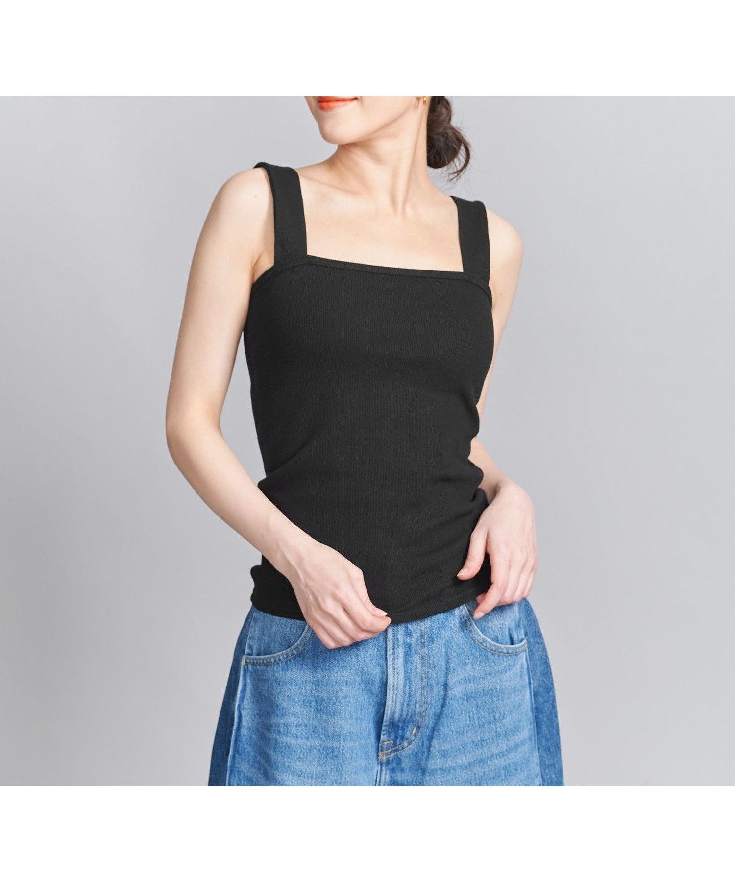 【ビューティ&ユース ユナイテッドアローズ/BEAUTY&YOUTH / UNITED ARROWS】のコットンブレンド ベア タンクトップ インテリア・キッズ・メンズ・レディースファッション・服の通販 founy(ファニー) 　ファッション　Fashion　レディースファッション　Fashion for Women　おすすめ　Recommended / Our Picks　インナー　Innerwear　シンプル　Simple, Minimal　タンク　Tank Top, Sleeveless Top　テレコ　Ribbed, Rib Stitch　デコルテ　Décolleté, Neckline　トレンド　Trend, Trending Now　フィット　Fit, Slim Fit　ベーシック　Basic, Essential　夏　Summer　定番　Standard, Basic Item　BLACK|ID: prp329100004528711 ipo3291000000033459149