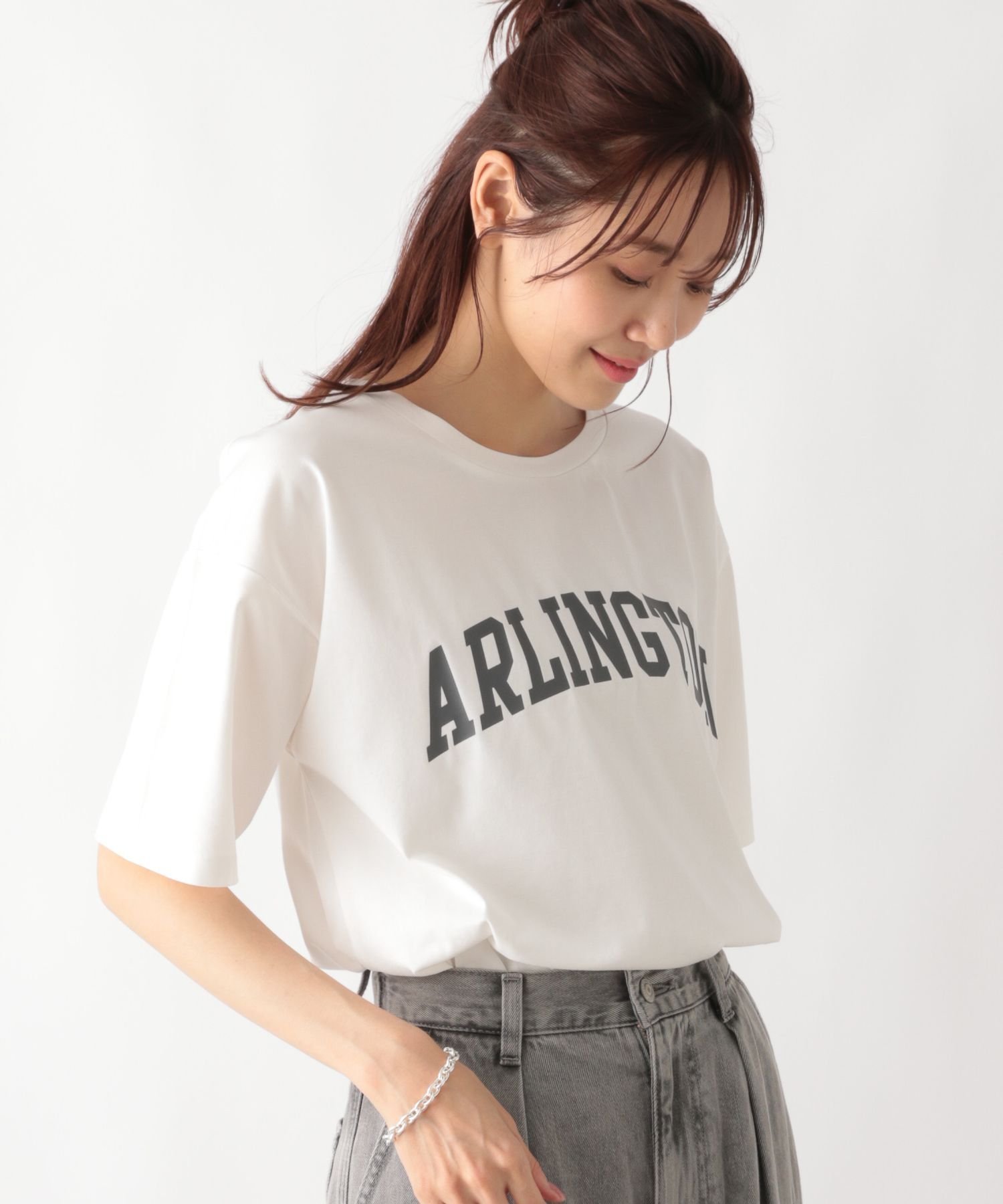 【グローバルワーク/GLOBAL WORK】のリッチクリーンプリントT/987156 インテリア・キッズ・メンズ・レディースファッション・服の通販 founy(ファニー) 　ファッション　Fashion　レディースファッション　Ladies' Fashion Online　インナー　Inner　シルク　Silk　スリット　Slit　人気　Popularity　抗菌　Antibacterial　オフ/カレッジ03|ID: prp329100004528725 ipo3291000000032578881