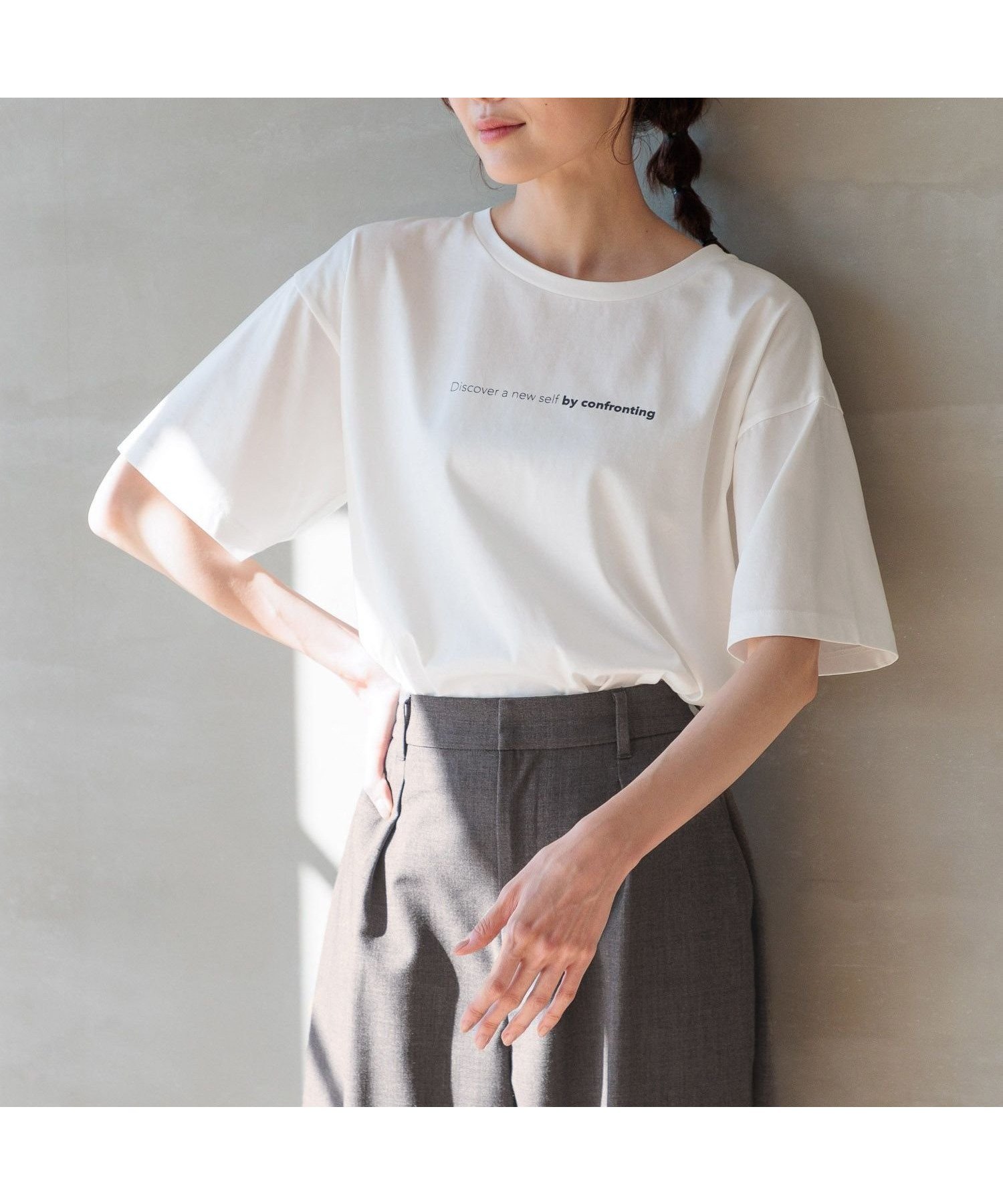 【グローバルワーク/GLOBAL WORK】のリッチクリーンプリントT/987156 インテリア・キッズ・メンズ・レディースファッション・服の通販 founy(ファニー) 　ファッション　Fashion　レディースファッション　Ladies' Fashion Online　インナー　Inner　シルク　Silk　スリット　Slit　人気　Popularity　抗菌　Antibacterial　オフ/ブラックロゴ04|ID: prp329100004528725 ipo3291000000032578883