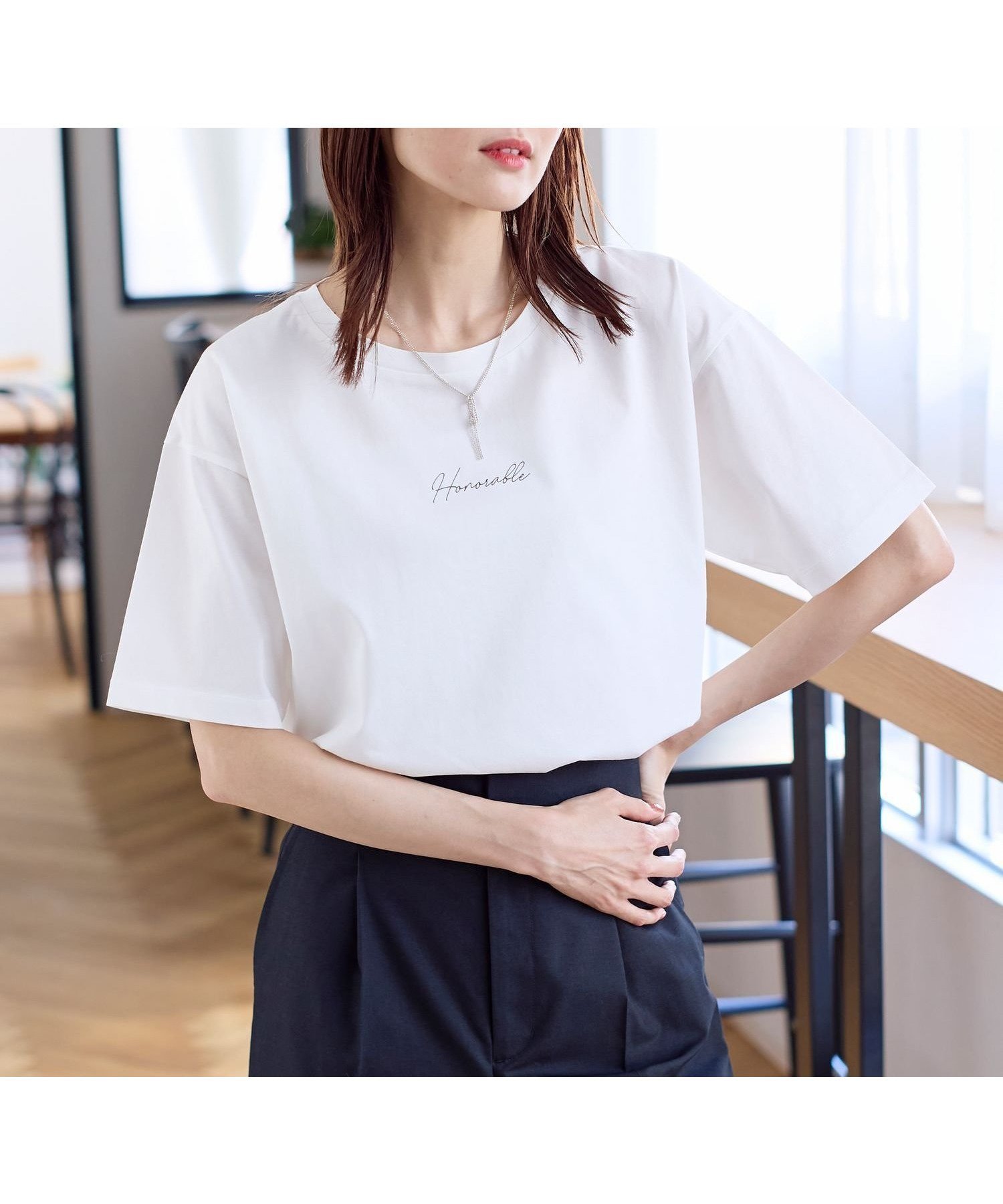 【グローバルワーク/GLOBAL WORK】のリッチクリーンプリントT/987156 インテリア・キッズ・メンズ・レディースファッション・服の通販 founy(ファニー) 　ファッション　Fashion　レディースファッション　Ladies' Fashion Online　インナー　Inner　シルク　Silk　スリット　Slit　人気　Popularity　抗菌　Antibacterial　オフ/筆記体06|ID: prp329100004528725 ipo3291000000032578885