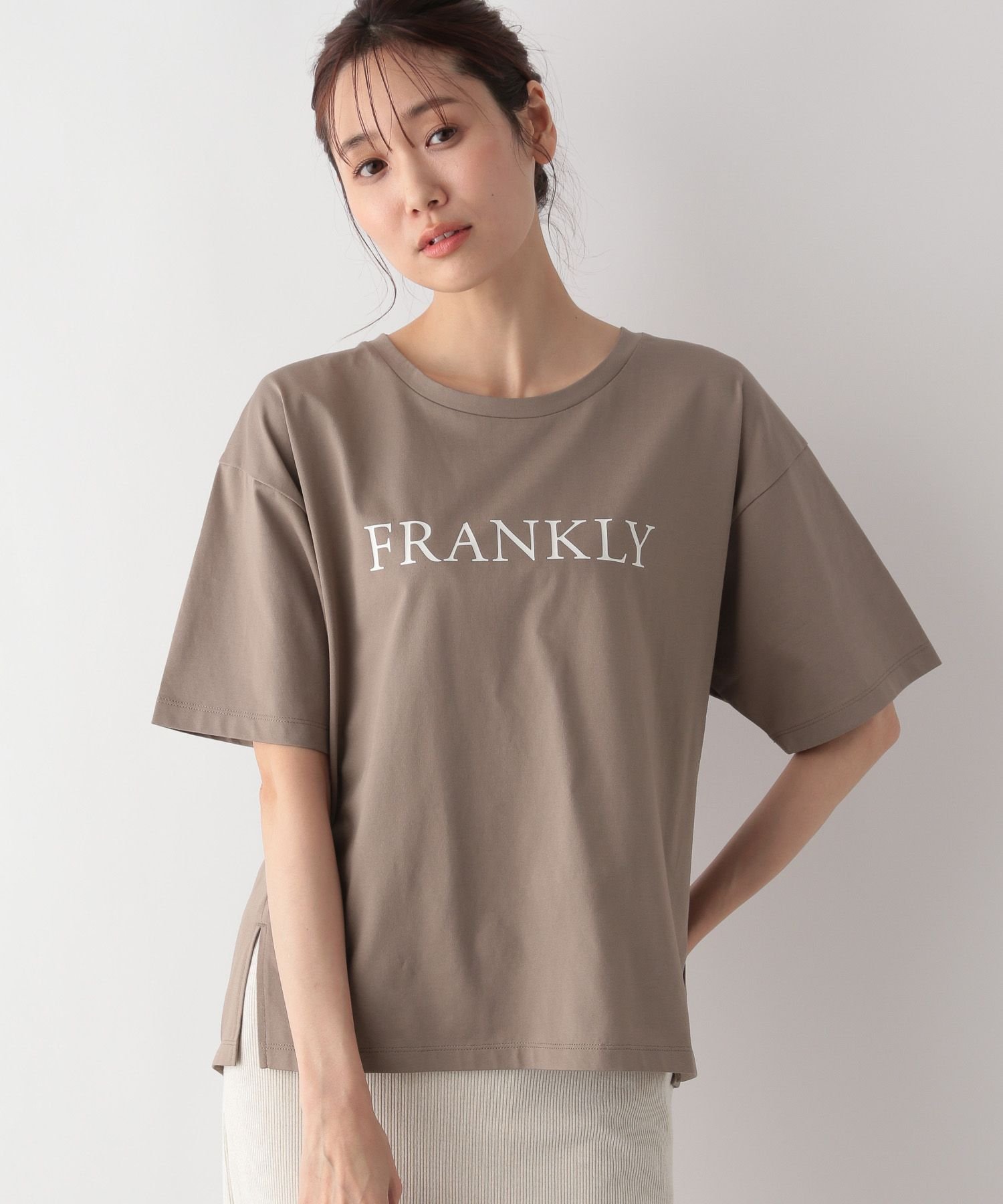 【グローバルワーク/GLOBAL WORK】のリッチクリーンプリントT/987156 インテリア・キッズ・メンズ・レディースファッション・服の通販 founy(ファニー) 　ファッション　Fashion　レディースファッション　Ladies' Fashion Online　インナー　Inner　シルク　Silk　スリット　Slit　人気　Popularity　抗菌　Antibacterial　モカ/フレンチロゴ54|ID: prp329100004528725 ipo3291000000032578898
