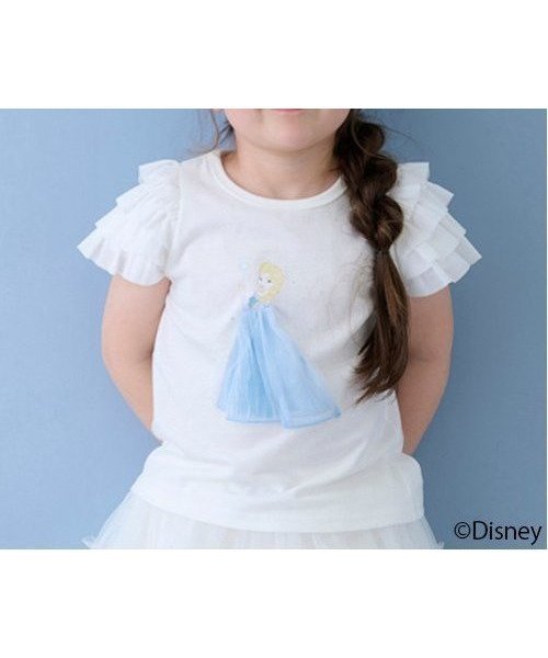 【ナルミヤ オンライン/NARUMIYA ONELINE / KIDS】の【Disney】袖チュールグラフィックT インテリア・キッズ・メンズ・レディースファッション・服の通販 founy(ファニー) 　ファッション　Fashion　キッズファッション　Fashion for Kids　ガーリー　Girly, Feminine Style　グラフィック　Graphic, Graphic Design　シンプル　Simple, Minimal　チュール　Tulip, Tulip Motif　ドレス　Dress, One-Piece　フリル　Frill, Ruffle　ポケット　Pocket, Pocket Detail　ラベンダー　Lavender　エレガント 上品　Elegant　アイボリー|ID: prp329100004528744 ipo3291000000033507221