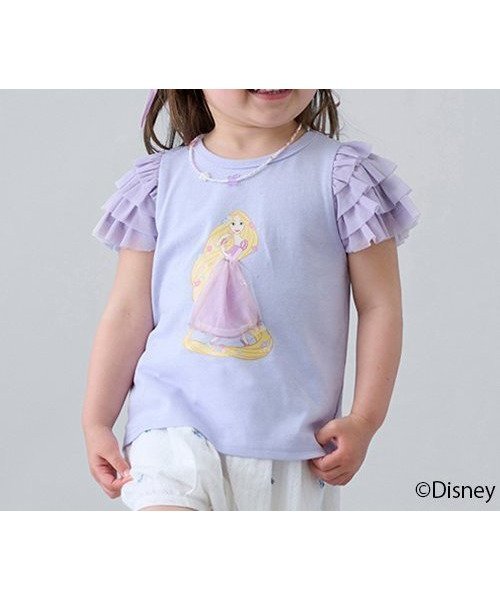 【ナルミヤ オンライン/NARUMIYA ONELINE / KIDS】の【Disney】袖チュールグラフィックT インテリア・キッズ・メンズ・レディースファッション・服の通販 founy(ファニー) 　ファッション　Fashion　キッズファッション　Fashion for Kids　ガーリー　Girly, Feminine Style　グラフィック　Graphic, Graphic Design　シンプル　Simple, Minimal　チュール　Tulip, Tulip Motif　ドレス　Dress, One-Piece　フリル　Frill, Ruffle　ポケット　Pocket, Pocket Detail　ラベンダー　Lavender　エレガント 上品　Elegant　ラベンダー|ID: prp329100004528744 ipo3291000000033507227