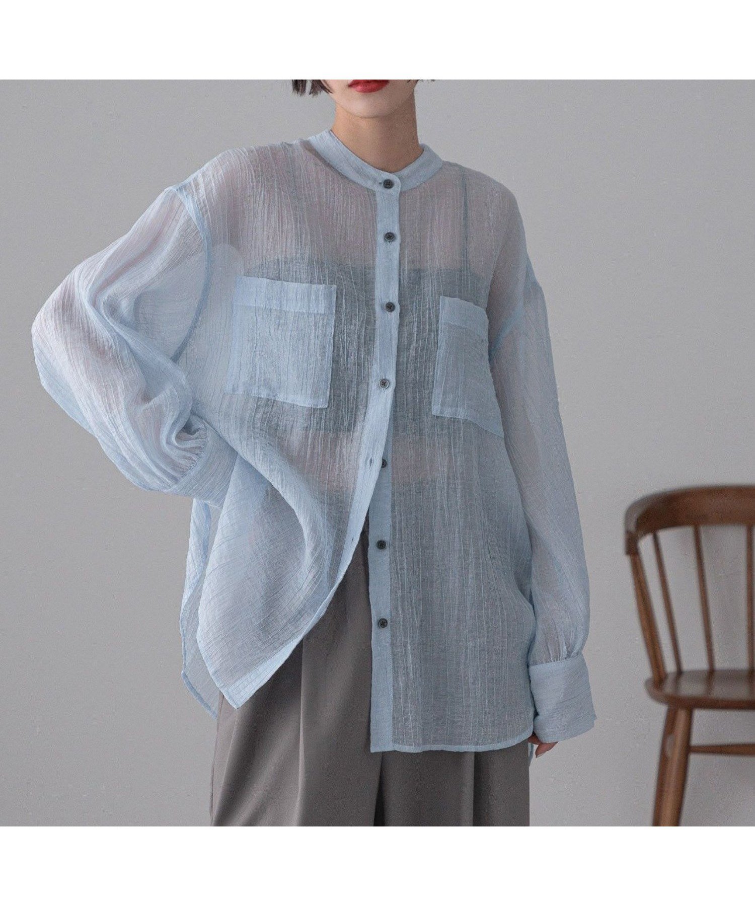 【ローリーズファーム/LOWRYS FARM】のバンドシアーシャツLS インテリア・キッズ・メンズ・レディースファッション・服の通販 founy(ファニー) 　ファッション　Fashion　レディースファッション　WOMEN　トップス・カットソー　Tops/Tshirt　シャツ/ブラウス　Shirts/Blouses　BLU4|ID: prp329100004528757 ipo3291000000032022192