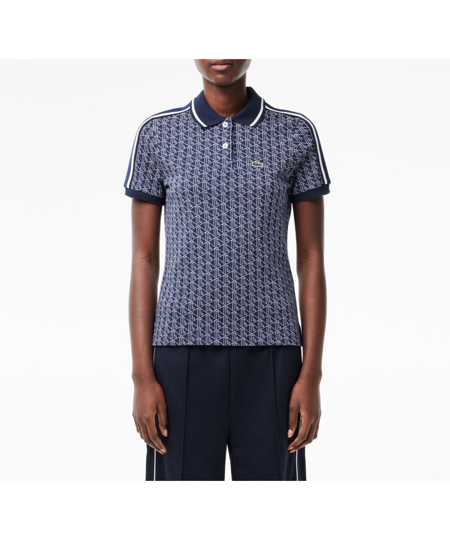 【ラコステ/LACOSTE】のモノグラムジャカードコットンニットポロシャツ インテリア・キッズ・メンズ・レディースファッション・服の通販 founy(ファニー) 　ファッション　Fashion　レディースファッション　WOMEN　トップス・カットソー　Tops/Tshirt　ニット　Knit Tops　シャツ/ブラウス　Shirts/Blouses　ポロシャツ　Polo Shirts　エレガント 上品　Elegant　ジャカード　Jacquard　スポーツ　Sports　スリーブ　Sleeve　ボーダー　Border　ポロシャツ　Polo Shirt　人気　Popularity　ダークブルー|ID: prp329100004528760 ipo3291000000032022201