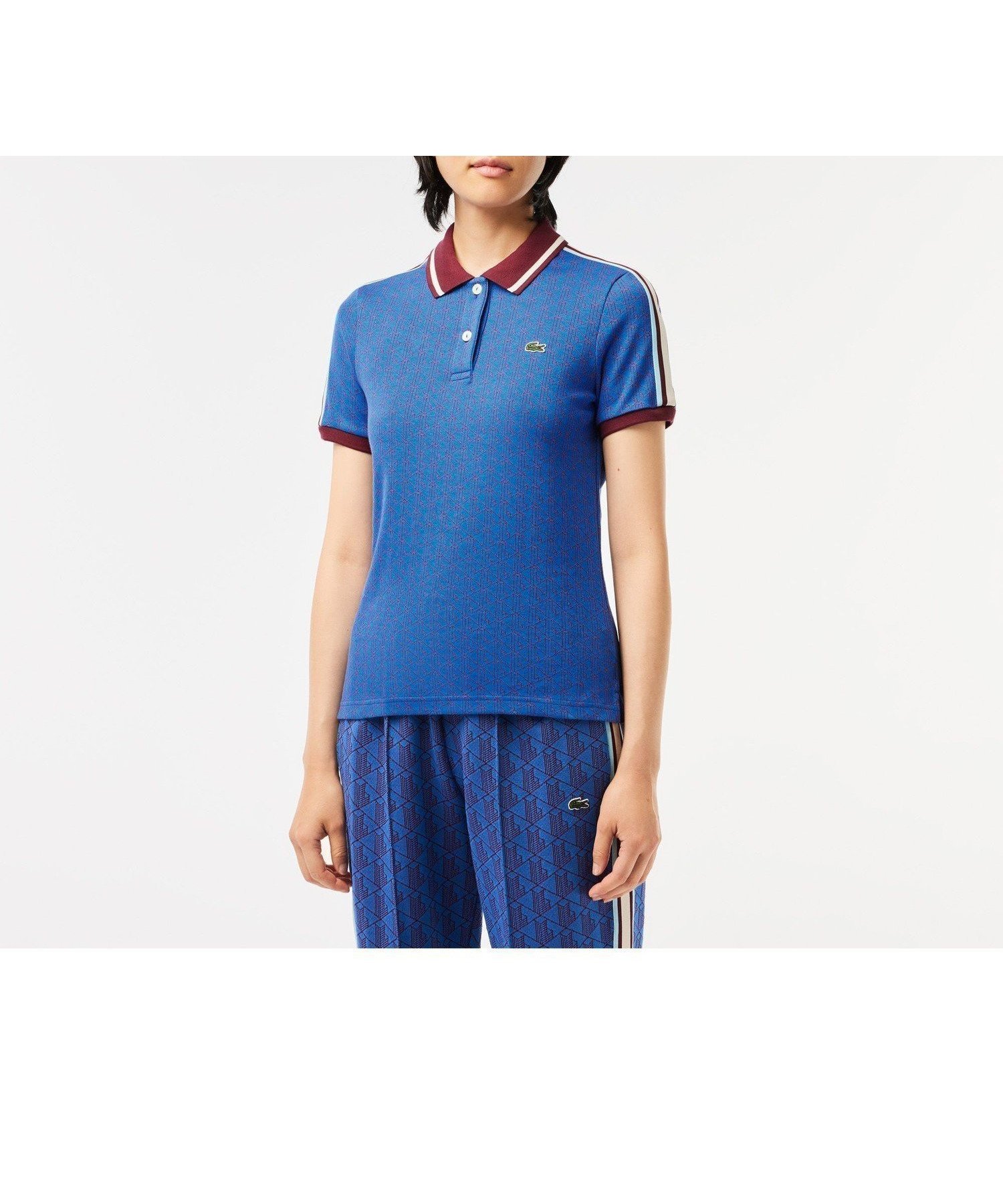 【ラコステ/LACOSTE】のモノグラムジャカードコットンニットポロシャツ インテリア・キッズ・メンズ・レディースファッション・服の通販 founy(ファニー) 　ファッション　Fashion　レディースファッション　WOMEN　トップス・カットソー　Tops/Tshirt　ニット　Knit Tops　シャツ/ブラウス　Shirts/Blouses　ポロシャツ　Polo Shirts　エレガント 上品　Elegant　ジャカード　Jacquard　スポーツ　Sports　スリーブ　Sleeve　ボーダー　Border　ポロシャツ　Polo Shirt　人気　Popularity　ブルー|ID: prp329100004528760 ipo3291000000032022203