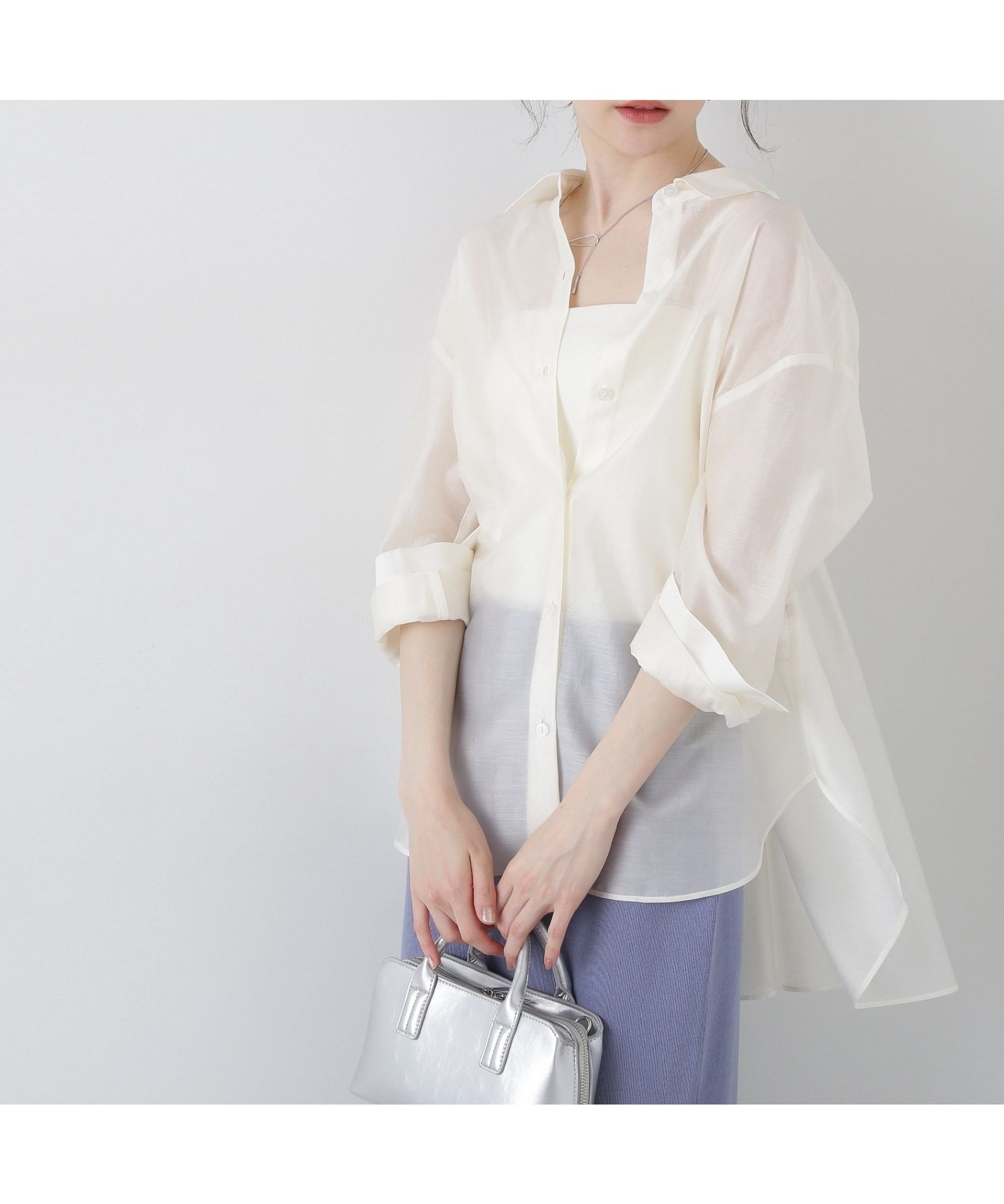 【プロポーション ボディドレッシング/PROPORTION BODY DRESSING】のシアーシャーリングブラウス インテリア・キッズ・メンズ・レディースファッション・服の通販 founy(ファニー) 　ファッション　Fashion　レディースファッション　Fashion for Women　トップス・カットソー　Cut & Sew Tops　シャツ・ブラウス・オフィスカジュアル　Elegant Blouses & Button-Ups　シアー　Sheer, See-Through　シャーリング　Shirring, Ruched　ラウンド　Round, Round Neck　ホワイト|ID: prp329100004528771 ipo3291000000032692441