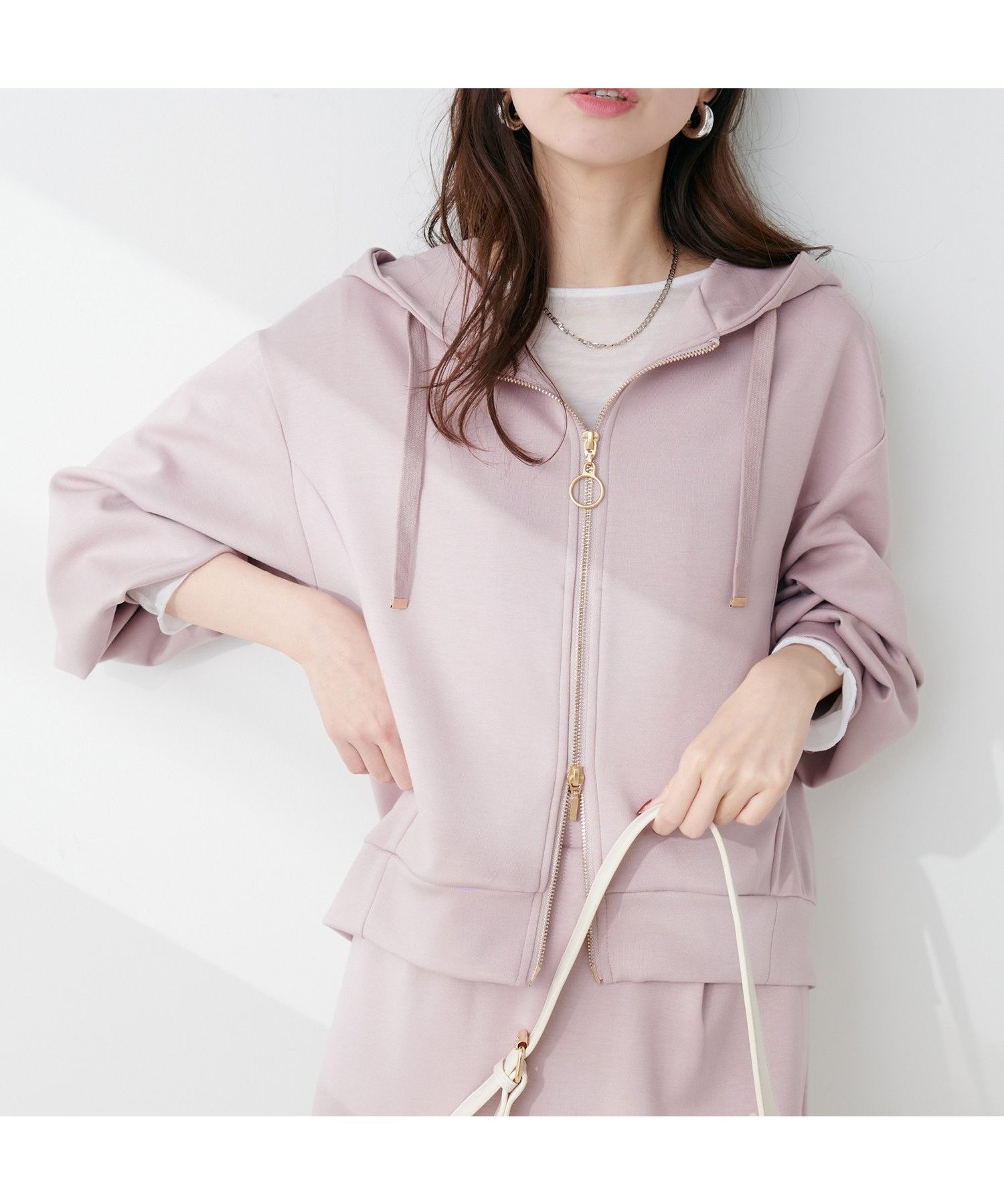【ナチュラルクチュール/natural couture】のふわもちWZIPパーカー インテリア・キッズ・メンズ・レディースファッション・服の通販 founy(ファニー) 　ファッション　Fashion　レディースファッション　WOMEN　トップス・カットソー　Tops/Tshirt　パーカ　Sweats　インナー　Inner　キャミソール　Camisole　キャミワンピース　Cami Dress　ジップ　Zip　スリーブ　Sleeve　デコルテ　Decolletage　ハイネック　High Neck　パーカー　Hoodie　フロント　Front　ポケット　Pocket　おすすめ　Recommend　エレガント 上品　Elegant　2025年　2025　2025春夏・S/S　Ss,Spring/Summer,2025　ピンク|ID: prp329100004528773 ipo3291000000032022268