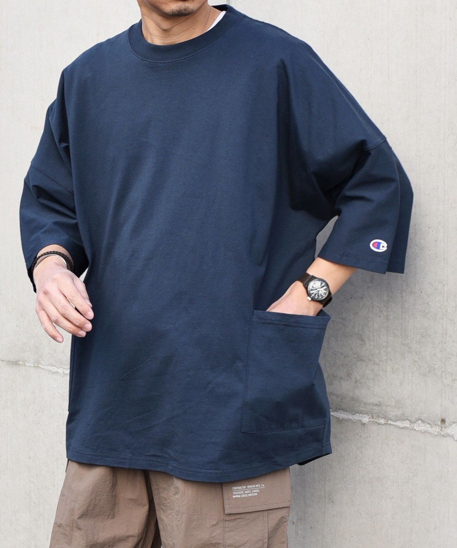【シップス フォー ウィメン/SHIPS】の【SHIPS any別注】Champion ドルマン キャンプポケット Tシャツ 25SS インテリア・キッズ・メンズ・レディースファッション・服の通販 founy(ファニー) 　ファッション　Fashion　レディースファッション　WOMEN　トップス・カットソー　Tops/Tshirt　シャツ/ブラウス　Shirts/Blouses　ロング / Tシャツ　T-Shirts　春　Spring　シンプル　Simple　定番　Standard　ニューヨーク　New York　フォルム　Form　ベーシック　Basic　別注　Special Order　S/S・春夏　Ss・Spring/Summer　夏　Summer　2025年　2025　2025春夏・S/S　Ss,Spring/Summer,2025　ネイビー|ID: prp329100004528826 ipo3291000000032131147