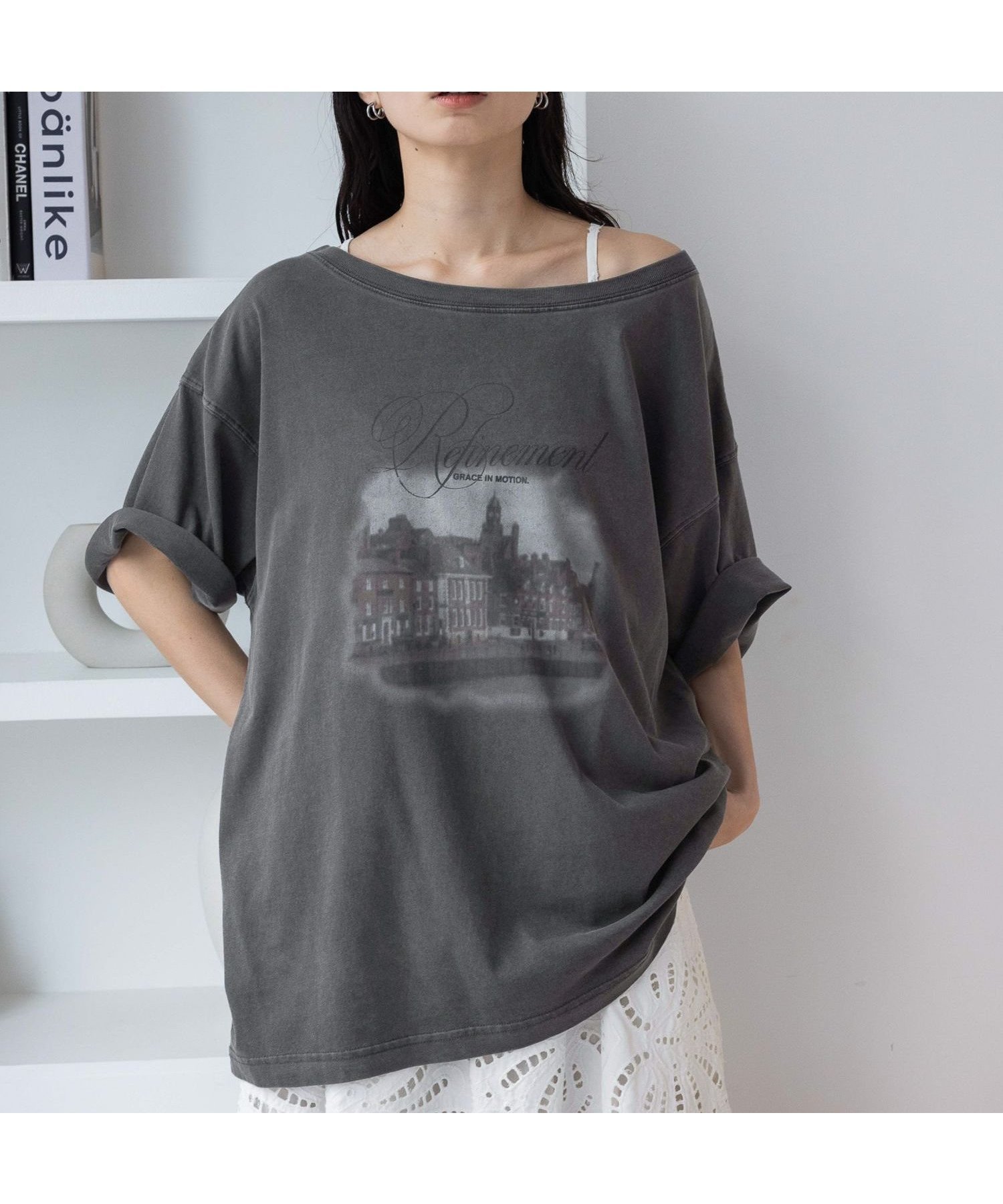 【ジーナシス/JEANASiS】のlandscape ボートネックプリント TEE 人気、トレンドファッション・服の通販 founy(ファニー) 　ファッション　Fashion　レディースファッション　Fashion for Women　インナー　Innerwear　カットソー　Cut and Sewn Top　コンパクト　Compact, Small Size　ショルダー　Shoulder, Shoulder Strap　シンプル　Simple, Minimal　デニム　Denim, Jeans Material　ドロップ　Drop Shoulder, Dropped Style　ビスチェ　Bustier, Corset Top　ビッグ　Big, Oversized　フェミニン　Feminine, Girly　プリント　Print, Printed Pattern　ベスト　Vest, Waistcoat　ボトム　Bottoms, Lower Wear　メッシュ　Mesh, Net Fabric　ロング　Long, Long-Length　ワイド　Wide, Wide Fit　おすすめ　Recommended / Our Picks　 other-1|ID: prp329100004528829 ipo3291000000032624815