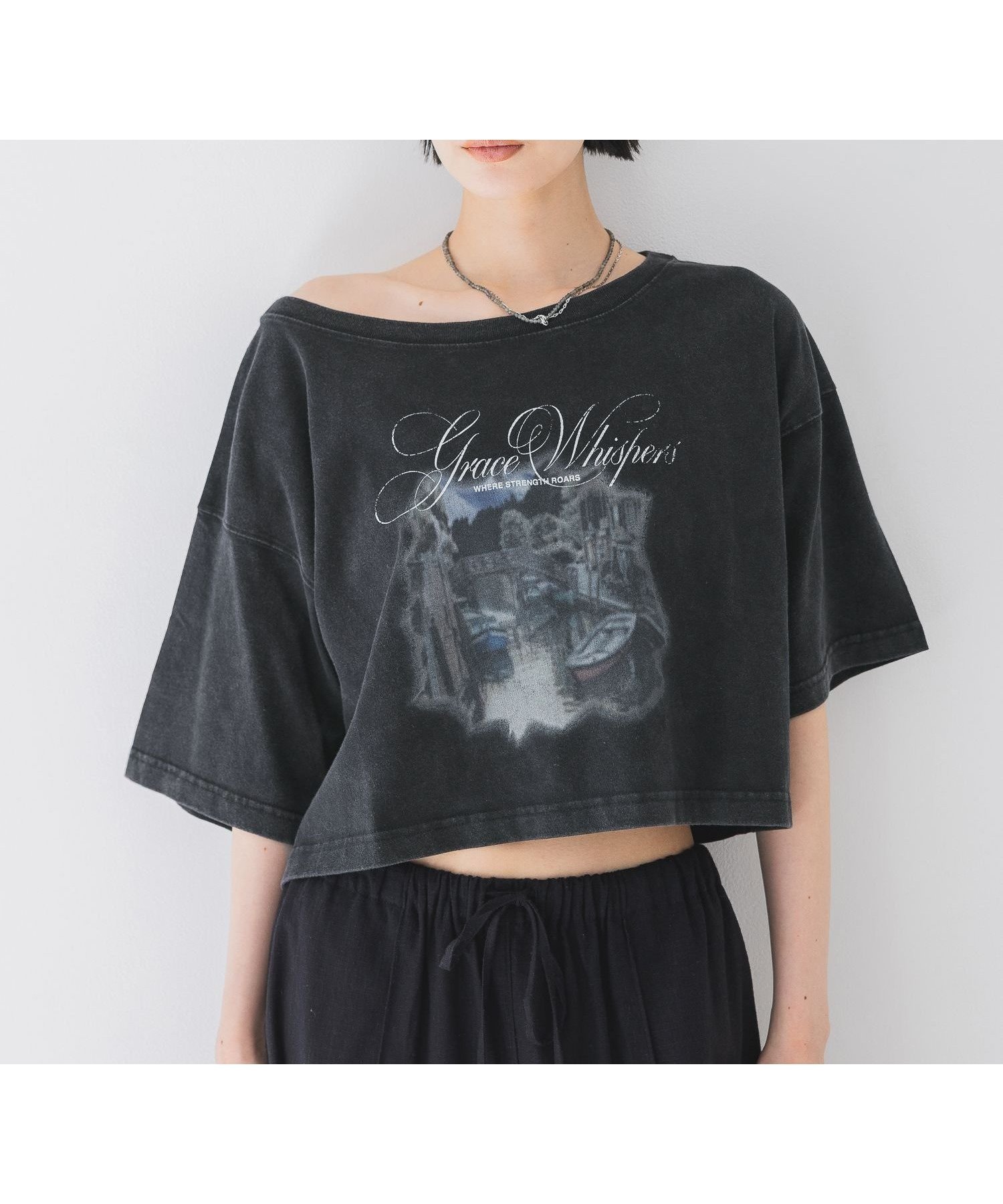 【ジーナシス/JEANASiS】のlandscape ボートネックプリント TEE インテリア・キッズ・メンズ・レディースファッション・服の通販 founy(ファニー) 　ファッション　Fashion　レディースファッション　Fashion for Women　インナー　Innerwear　カットソー　Cut and Sewn Top　コンパクト　Compact, Small Size　ショルダー　Shoulder, Shoulder Strap　シンプル　Simple, Minimal　デニム　Denim, Jeans Material　ドロップ　Drop Shoulder, Dropped Style　ビスチェ　Bustier, Corset Top　ビッグ　Big, Oversized　フェミニン　Feminine, Girly　プリント　Print, Printed Pattern　ベスト　Vest, Waistcoat　ボトム　Bottoms, Lower Wear　メッシュ　Mesh, Net Fabric　ロング　Long, Long-Length　ワイド　Wide, Wide Fit　おすすめ　Recommended / Our Picks　ブラック|ID: prp329100004528829 ipo3291000000032624823