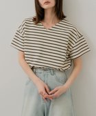 【センスオブプレイス/SENSE OF PLACE by URBAN RESEARCH】のミラノリブVネックTシャツ WHT×BLK|ID: prp329100004528848 ipo3291000000032022560