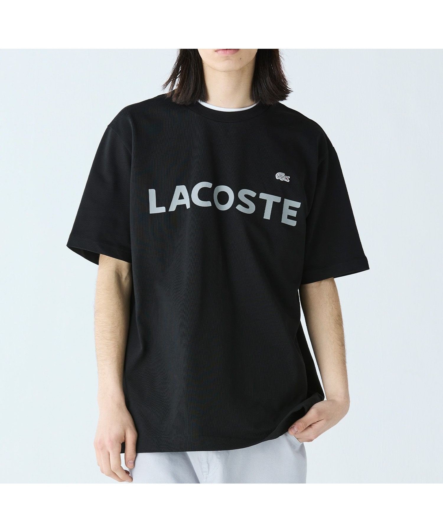 【ラコステ/LACOSTE】のヘビーウェイトブランドネーム ラバープリント ロゴ半袖Tシャツ インテリア・キッズ・メンズ・レディースファッション・服の通販 founy(ファニー) 　ファッション　Fashion　レディースファッション　WOMEN　トップス・カットソー　Tops/Tshirt　シャツ/ブラウス　Shirts/Blouses　ロング / Tシャツ　T-Shirts　シンプル　Simple　ジャージ　Jersey　スリット　Slit　プリント　Print　ラバー　Rubber　半袖　Short Sleeve　ブラック|ID: prp329100004528889 ipo3291000000032239590