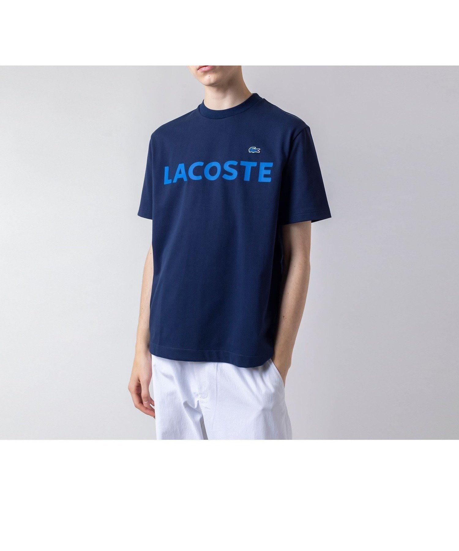 【ラコステ/LACOSTE】のヘビーウェイトブランドネーム ラバープリント ロゴ半袖Tシャツ インテリア・キッズ・メンズ・レディースファッション・服の通販 founy(ファニー) 　ファッション　Fashion　レディースファッション　WOMEN　トップス・カットソー　Tops/Tshirt　シャツ/ブラウス　Shirts/Blouses　ロング / Tシャツ　T-Shirts　シンプル　Simple　ジャージ　Jersey　スリット　Slit　プリント　Print　ラバー　Rubber　半袖　Short Sleeve　ネイビー|ID: prp329100004528889 ipo3291000000032239593
