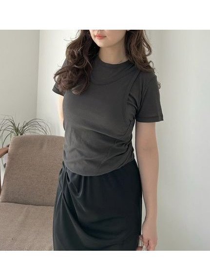 【ミースロエ/MIESROHE】のツイストレイヤードT インテリア・キッズ・メンズ・レディースファッション・服の通販 founy(ファニー) 　ファッション　Fashion　レディースファッション　Ladies' Fashion Online　5月号　May Issue　コンパクト　Compact　トレンド　Trend　バルーン　Balloon　ロング　Long　雑誌　Magazine　CGRY[007]|ID: prp329100004528891 ipo3291000000032564999
