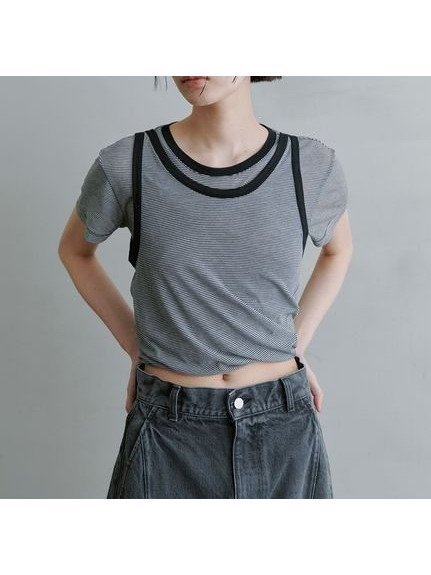 【ミースロエ/MIESROHE】のツイストレイヤードT インテリア・キッズ・メンズ・レディースファッション・服の通販 founy(ファニー) 　ファッション　Fashion　レディースファッション　Ladies' Fashion Online　5月号　May Issue　コンパクト　Compact　トレンド　Trend　バルーン　Balloon　ロング　Long　雑誌　Magazine　BORDER[933]|ID: prp329100004528891 ipo3291000000032565002