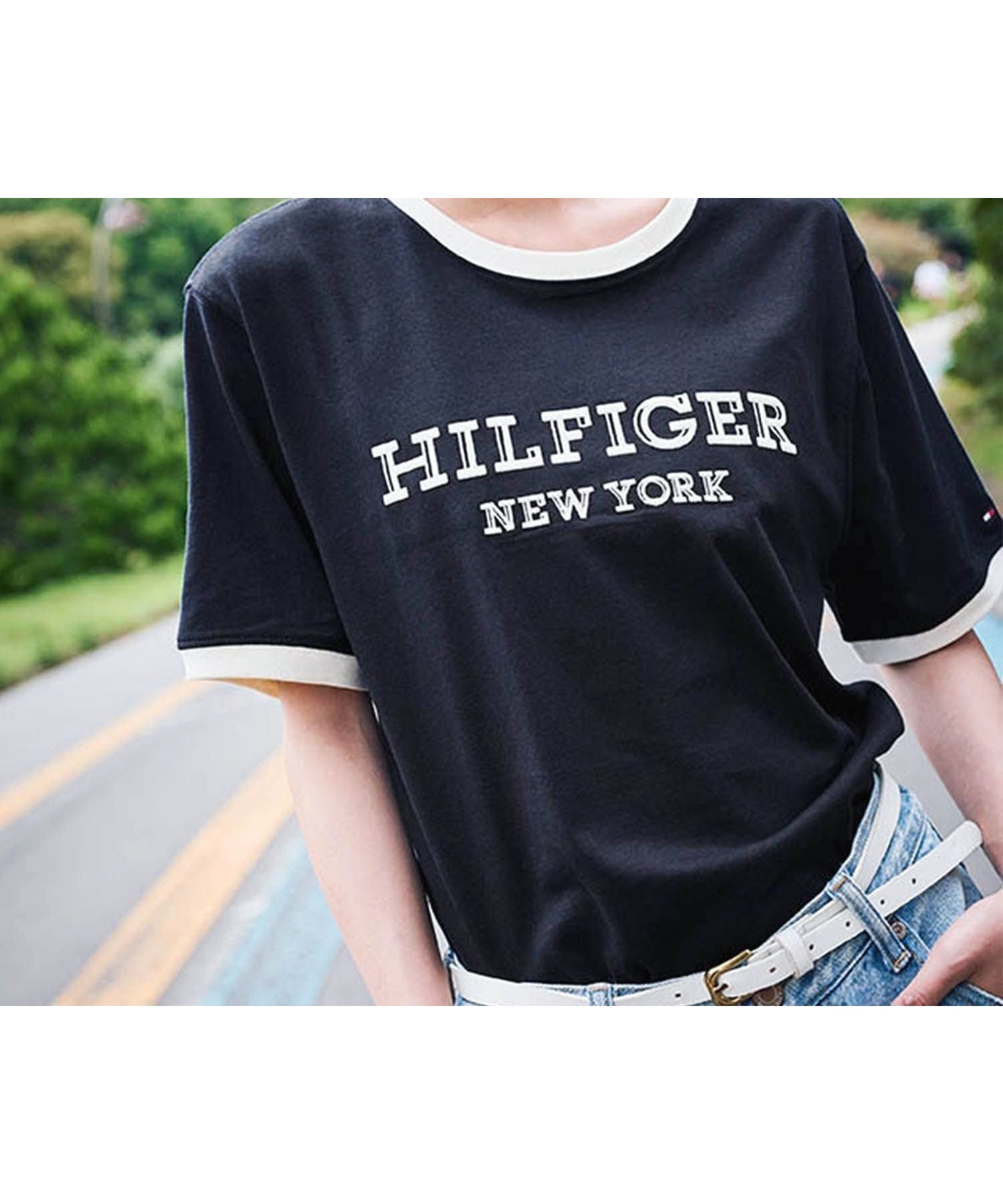 【トミーヒルフィガー/TOMMY HILFIGER】の【オンライン限定】【ユニセックス】トミーヒルフィガー モノタイプリンガーTシャツ インテリア・キッズ・メンズ・レディースファッション・服の通販 founy(ファニー) 　ファッション　Fashion　レディースファッション　Fashion for Women　トップス・カットソー　Cut & Sew Tops　シャツ・ブラウス・オフィスカジュアル　Elegant Blouses & Button-Ups　ロングTシャツ・Tシャツ　Longline T-Shirts & Tees　アメリカン　American Style　クラシック　Classic, Timeless Style　ゴルフ　Golf　ショート　Short, Short Length　スポーツ　Sports, Activewear　スリーブ　Sleeve, Long Sleeve / Short Sleeve　デニム　Denim, Jeans Material　フィット　Fit, Slim Fit　プリント　Print, Printed Pattern　モダン　Modern, Contemporary　リラックス　Relax, Relaxed Fit　レギュラー　Regular, Standard Fit　人気　Popular, Best Seller　ネイビーFAP|ID: prp329100004528930 ipo3291000000033530838
